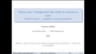 Programmation Python pour élèves et professeurs de lycée.