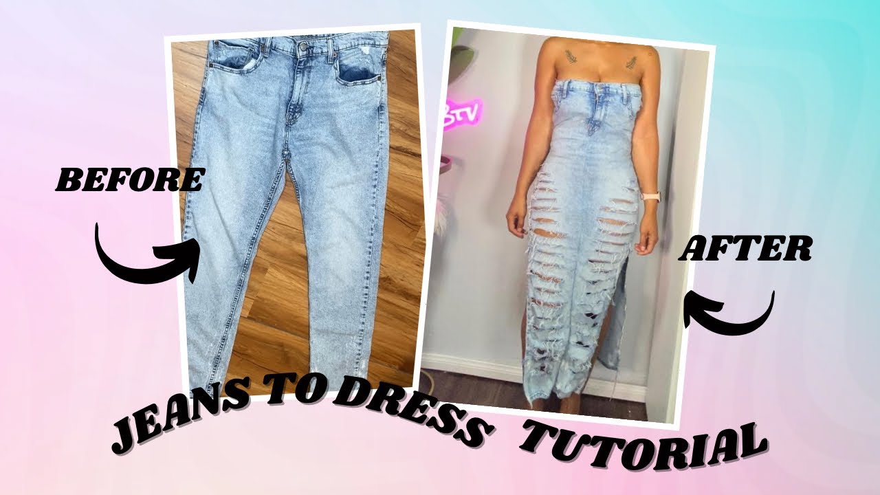 Upcycle old jeans into a dress - YouTube