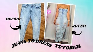 Transform your old jeans into a cute AF dress ♻✂