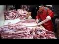 HOW TO BUTCHER A PIG / Pork dismantling,  Korea&#39;s Top 3 Pig Butchers / Korean street food