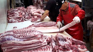 HOW TO BUTCHER A PIG / Pork dismantling,  Korea's Top 3 Pig Butchers / Korean street food