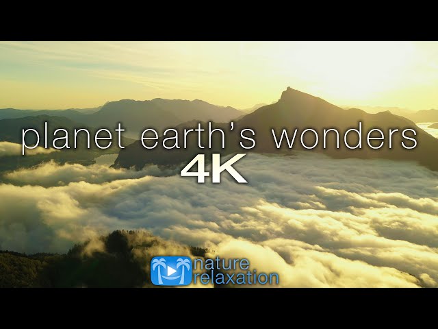 PLANET EARTH'S WONDERS in 4K: Nature Relaxation™ Journey Part V - Epic Drone Footage + Healing Music class=