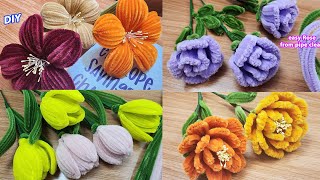 DIY | 4 ideas | How to make a flower using pipe cleaner | flowers tutorial by handcraft sreyneang