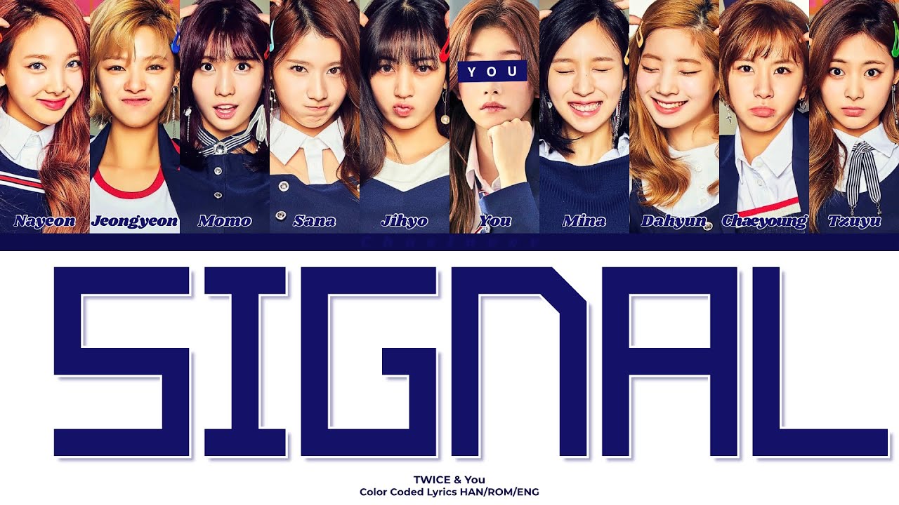 TWICE members in 'SIGNAL' concept alongside karaoke lyrics