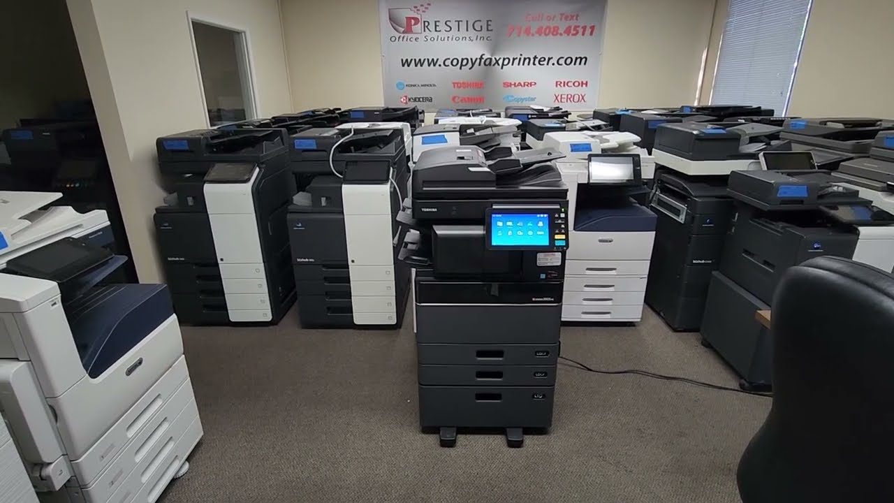 Toshiba 3005AC Color Copier Printer Scanner. Meter only 11k - YouTube