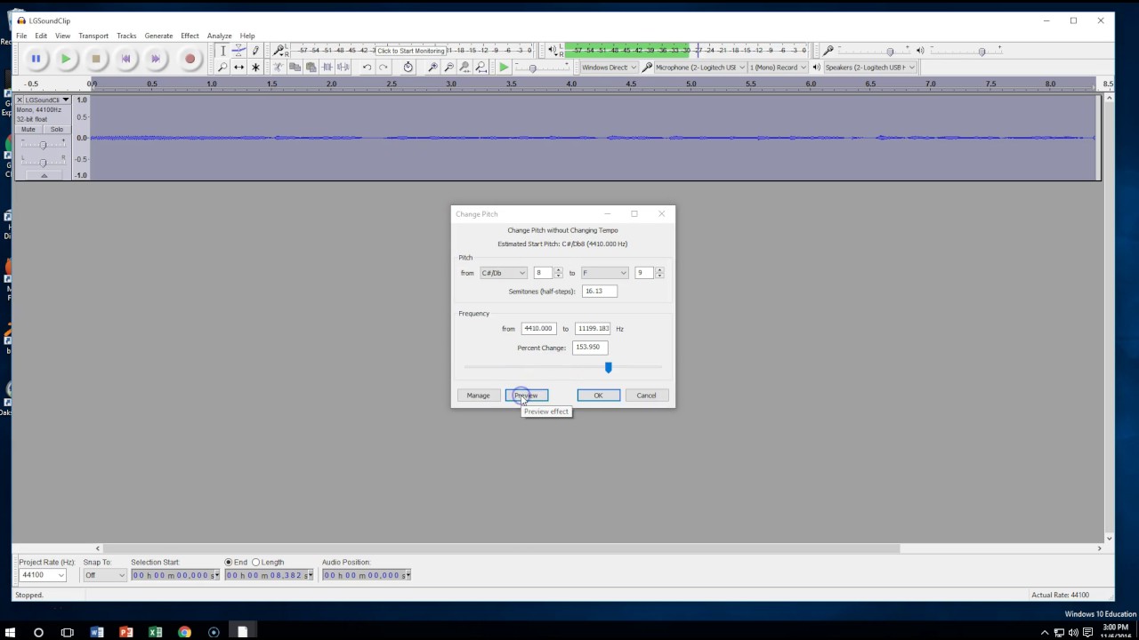 Audacity LG into a chipmunk