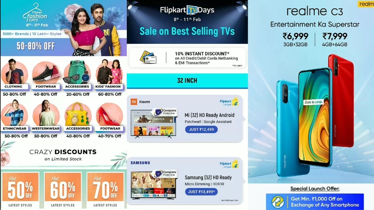 Flipkart sale fashion days sale & flipkart tv days sale starts