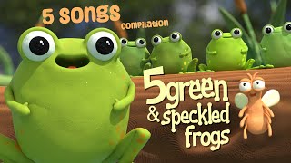 Five Green and Speckled Frogs and More  Nursery Rhyme Children’s Song with Lyrics