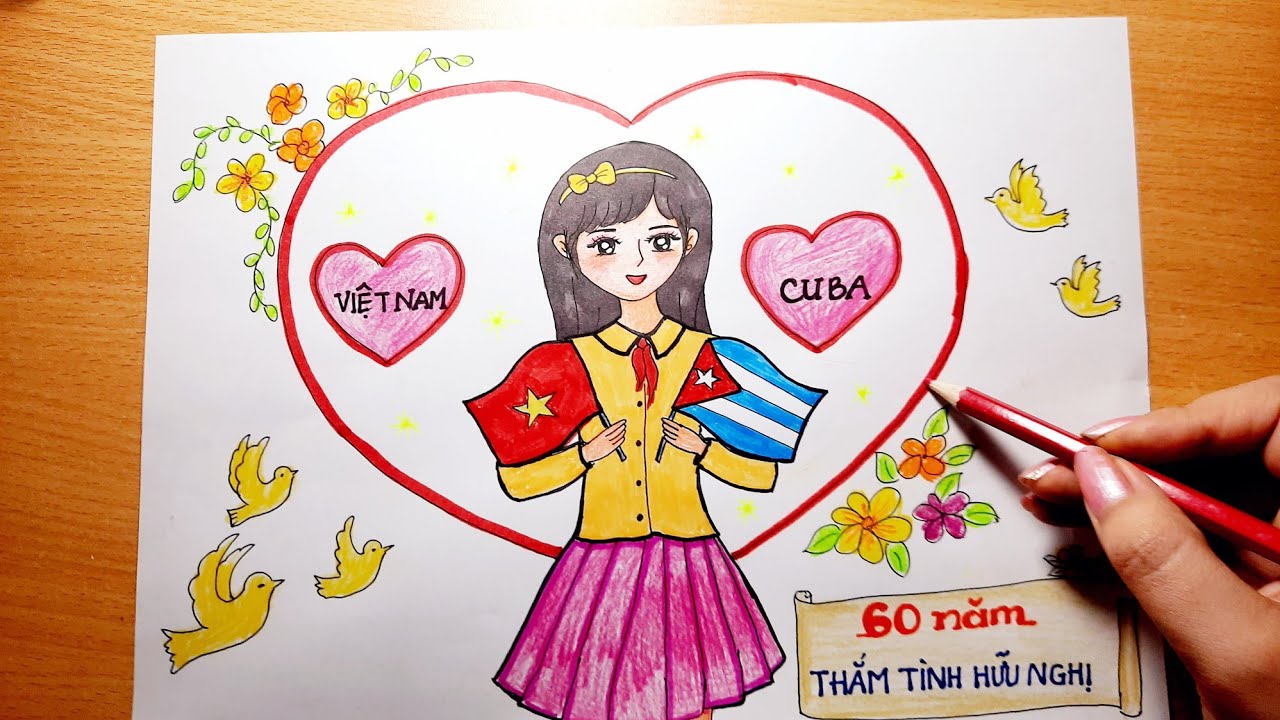 Vẽ Tranh Em Yêu Tổ Quốc Việt Nam Đẹp ĐƠN GIẢN MÀ Ý NGHĨA