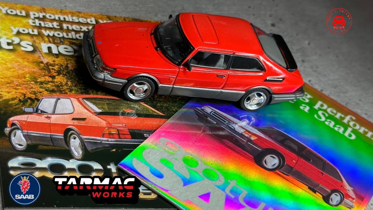 Tarmac Works GLOBAL64 1:64  Saab 900 Turbo Red with Tarmac Cards