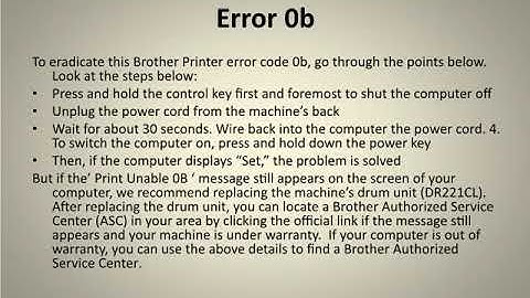 Brother Printer Error Code 0b
