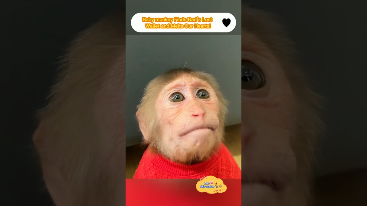Baby monkey Finds Dad’s Lost Wallet and Melts Our Hearts! #monkey #ho