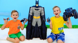 Vlad dan Niki menyimpan batcave dan bermain dengan Batmobile RC - cerita mainan untuk anak-anak screenshot 3