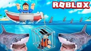 MEU AMIGO VIROU ISCA DE TUBARÃO NO ROBLOX!! (SharkBite 🦈)
