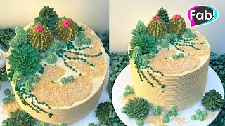 Bolo Decorado com Suculentas de Chantilly | COMO FAZER CACTOS E SUCULENTAS 🌵 🌵 🌵