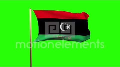 Libya Flag With Title Waving In The Wind. Looping Sun Rises Style. Animation Loo Stock Animation