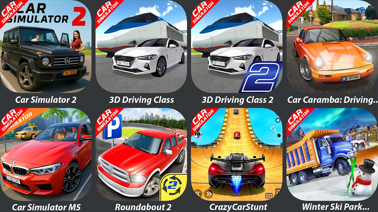 Car Simulator 2,3D Driving Class,3D Driving Class 2,Car Caramba: Driving,Car Simulator M5,Roundabout