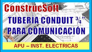Análisis de Precio Unitario TUBERÍA CONDUIT 3/4" PARA COMUNICACIÓN