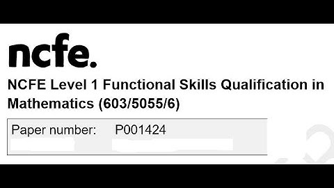 Functional Skills Maths L1 P001424 NCFE