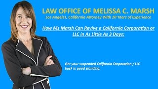 This short video seeks to explain how a california corporation or
limited liability company becomes suspended and what is needed revive
the or...