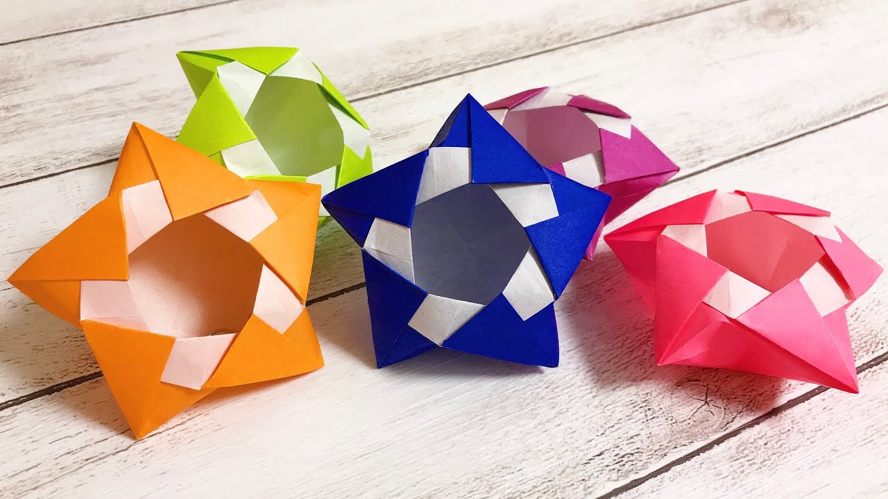 折り紙箱 立体的でかわいい星の箱 その3 作り方折り紙1枚で作れます Origami Star Box Youtube