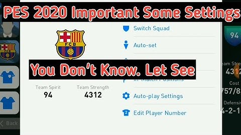 PES 2020 Mobile Game Some Important settings You Don