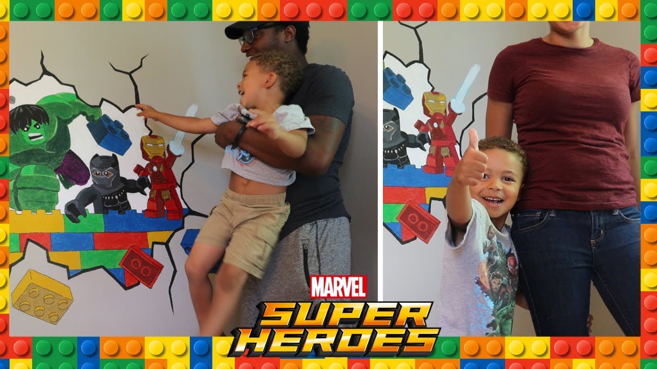 PAINTING A LEGO MARVEL MURAL! AMAZING ROOM TRANSFORMATION!!