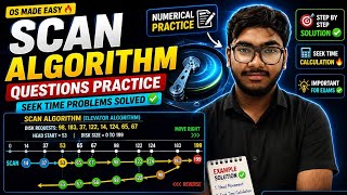 SCAN Disk Scheduling Algorithm Questions Practice | Seek Time Problems Solved 🔥