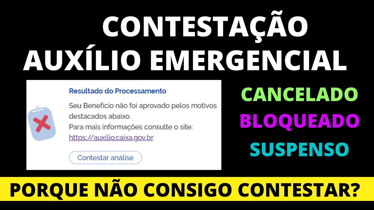 Auxilio Emergencial Cancelado Bloqueado Suspenso Porque Nao Consigo Contestar Youtube