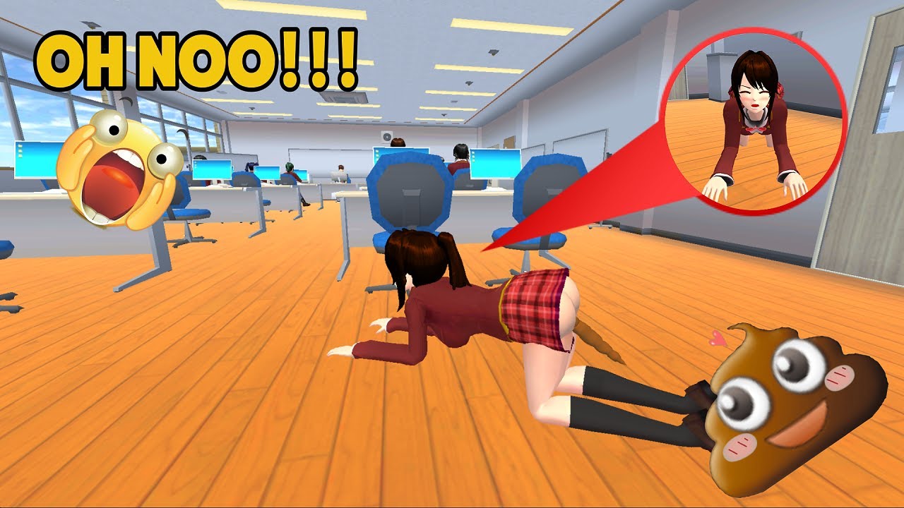 Рина покакала во время тренировки на компьютере | Симулятор школы Сакура