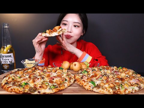 ENG SUB) Pizza Hut Italian Salcicha Pizza at a beer! 🍕🍺 Cheeseball Pizza Mukbang ASMR