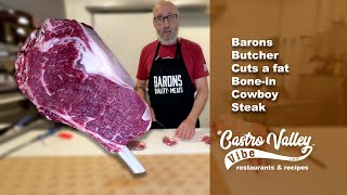 Watch Baron's Butcher Cut a fat Bonein Cowboy Steak | Castro Valley , CA