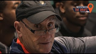 Inside the defensive line meeting room with DL Coach Bill Kollar