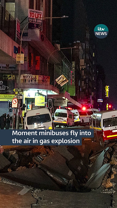 Moment minibuses fly into the air in gas explosion #johannesburg  #southafrica  #cctv