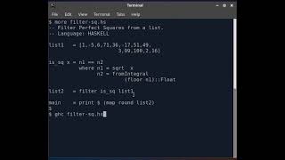 Filter Perfect Squares in Haskell.