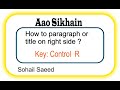 How to paragraph or title on right side? #aaosikhain  #msofficeword  #msofficeexcel   #shortcutskeys