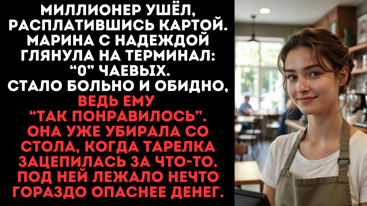 Миллионер ушёл, оставив “0” чаевых. Стало больно и обидно.А когда она убирала со стола тарелка зацеп