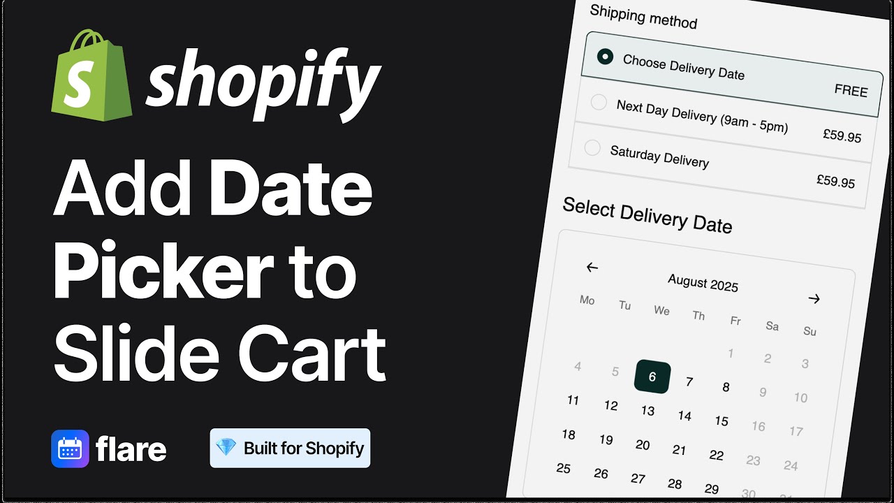 Shopify Delivery Date Picker: Add to Slide Cart Drawer with Flare (Step‑by‑Step)