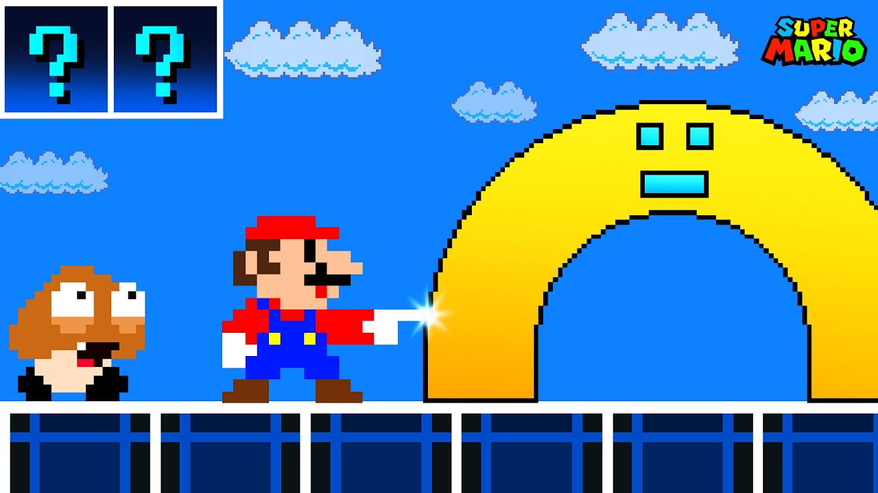 Super Mario Bros. But Everything Mario Touches Gets LONGER and CURVED!