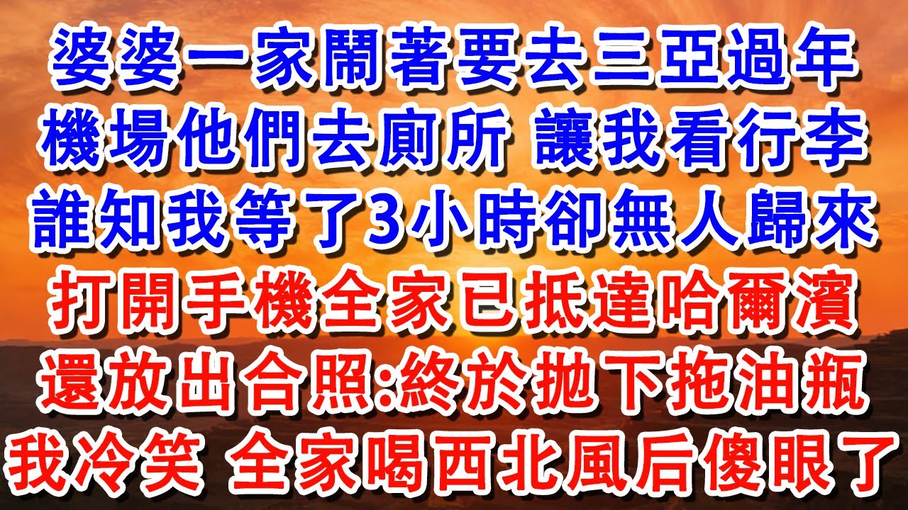 婆婆一家鬧著要去三亞過年，機場他們去廁所，讓我看行李，誰知我等了3小時卻無人歸來，打開手機【淑華講故事】 #婆媳 #家庭 #婚姻 #情感 #情感故事 #為人處世 #出軌 #情感共鸣#shorts