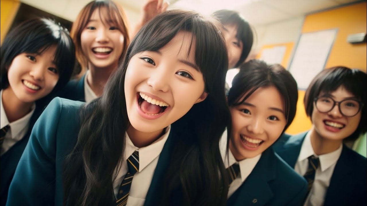 Joyful Japanese JK High school girls 🇯🇵 funny AI snapshots - YouTube