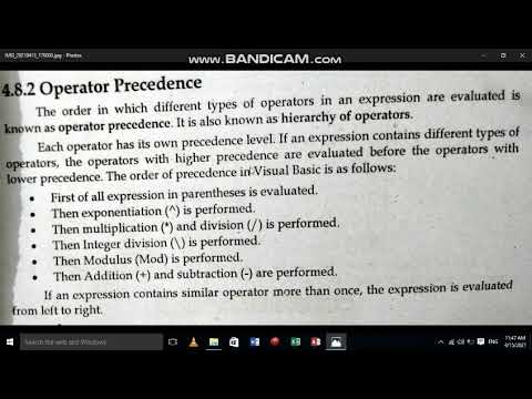 visual basic operators precedence