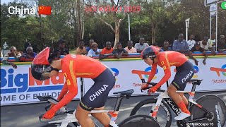 China Riders Reach Finish Line | UCI 2025 Mixed Relay Kigali. #kigali2025 #kigalicity #cycling
