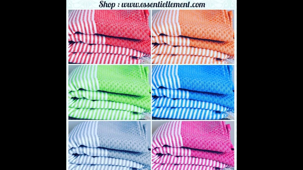 Fouta Tunisienne 100x200 Cm - Serviette De Plage En Coton Nid D'abeille - Rayures Fines Taupe