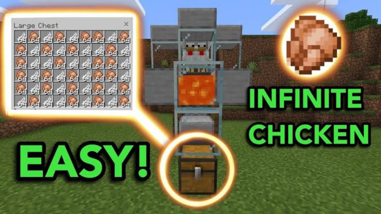 SIMPLE 1.17 UNLIMITED CHICKEN FARM in Minecraft Pocket Edition MCPE 1.