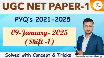 UGC NET Paper 1 PYQ | 09 January 2025 Shift 1 | Complete Analysis & Answers | By JRF Zone
