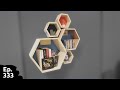 étagères hexagonales modulaires avec fixation invisible en bois de récupération - Ep333