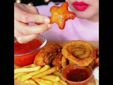 ASMR EATING CARL'S JR CHICKEN NUGGET STARS  咀嚼音|먹방