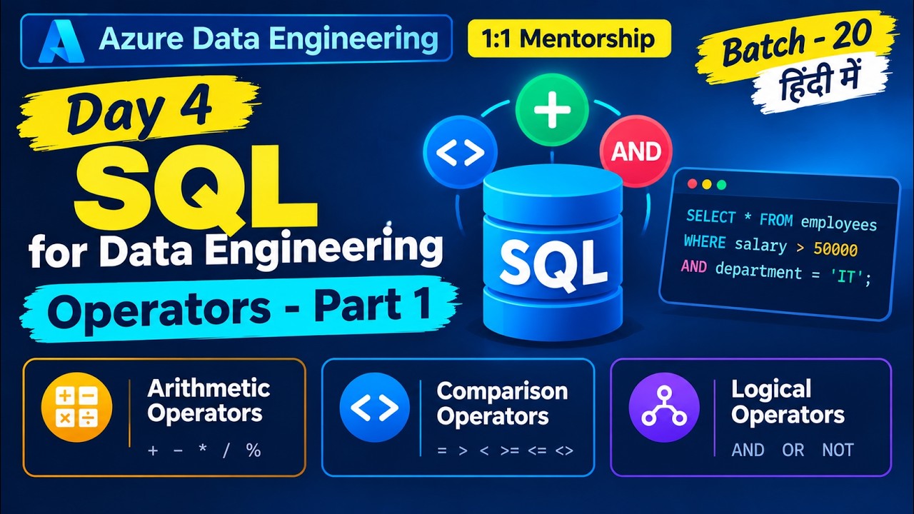 SQL for Data Engineering in Hindi | SQL Operators – Part 1 | Day 4 ...