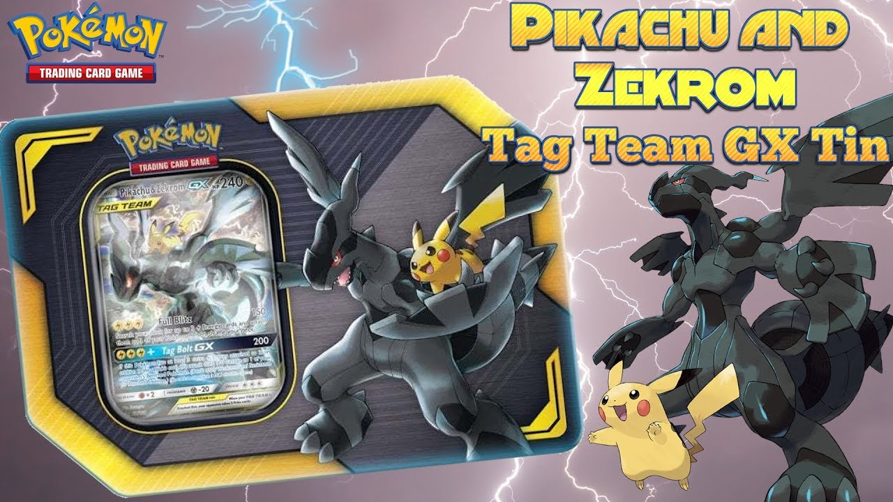 Zekrom And Pikachu Tag Team Gx Tin Pokemon Tcg